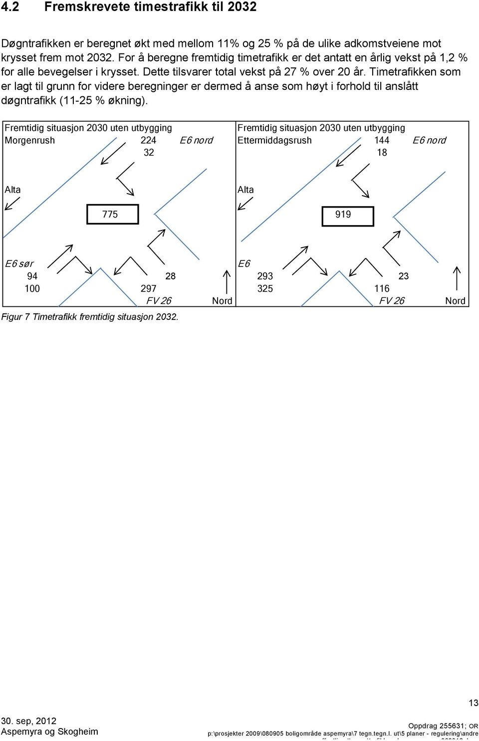 Timetrafikken som er lagt til grunn for videre beregninger er dermed å anse som høyt i forhold til anslått døgntrafikk (11-25 % økning).