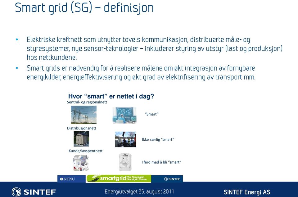 Smart grids er nødvendig for å realisere målene om økt integrasjon av fornybare energikilder, energieffektivisering og økt grad