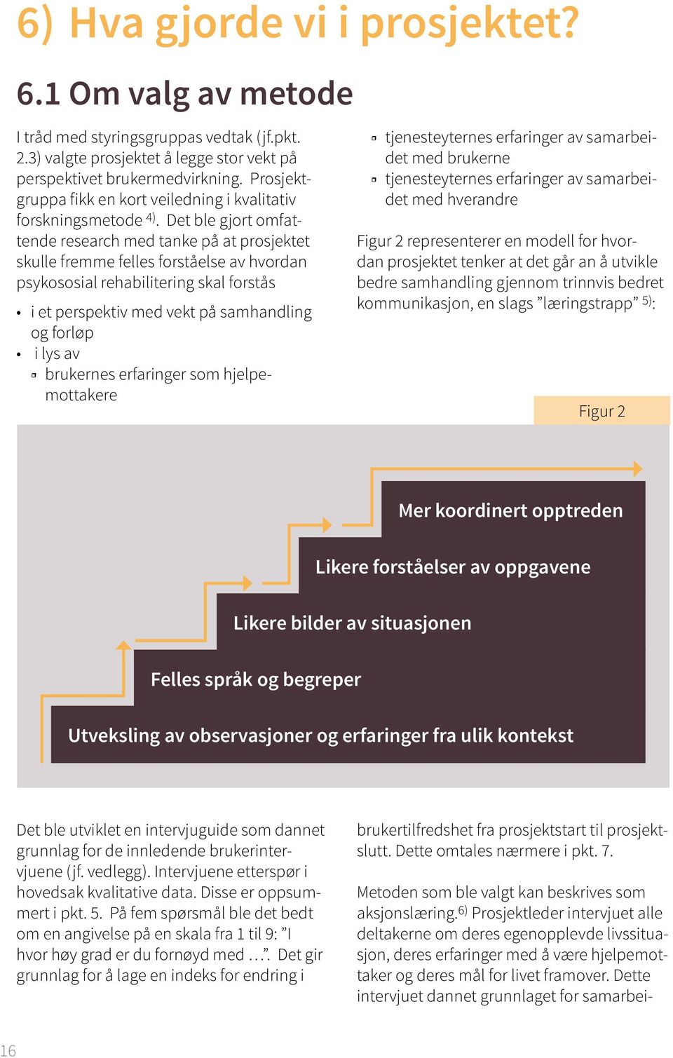 Det ble gjort omfattende research med tanke på at prosjektet skulle fremme felles forståelse av hvordan psykososial rehabilitering skal forstås i et perspektiv med vekt på samhandling og forløp i lys