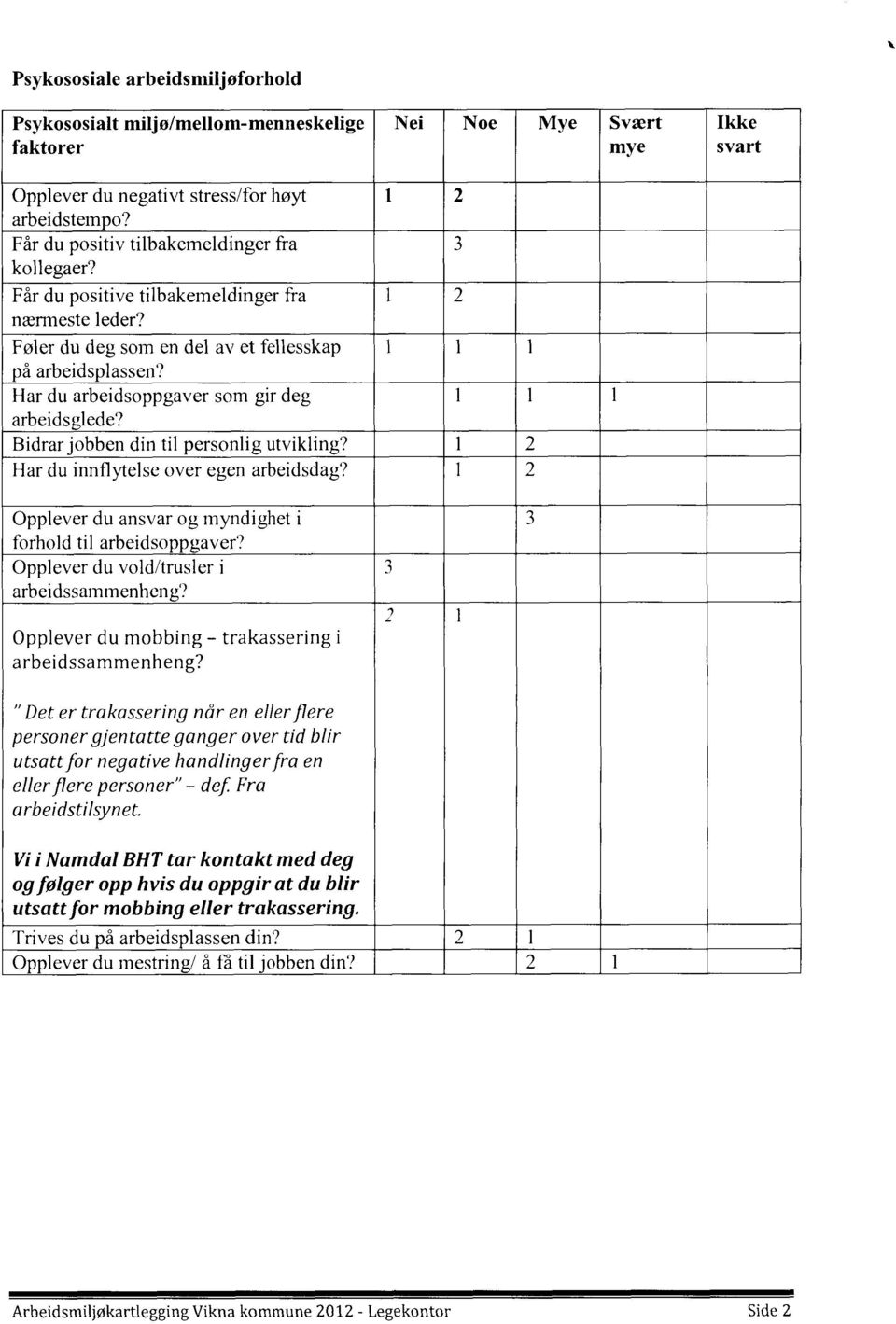 Har du arbeidsoppgaver som gir deg 1 1 1 arbeidsglede? Bidrar jobben din til personlig utvikling? 1 2 Har du innflytelse over egen arbeidsdag?