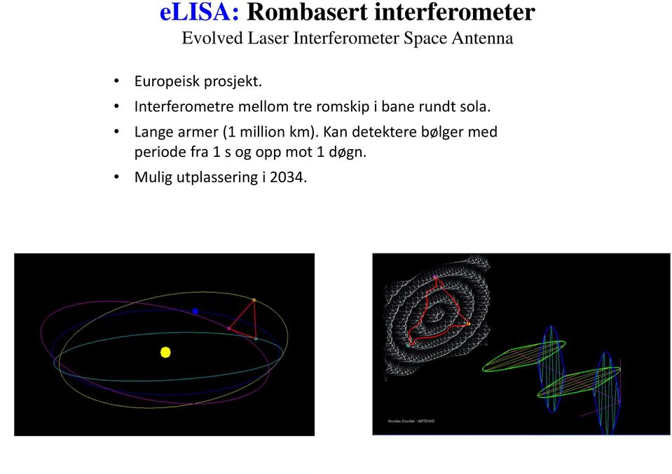 Interferometre mellom tre romskip i bane rundt sola.