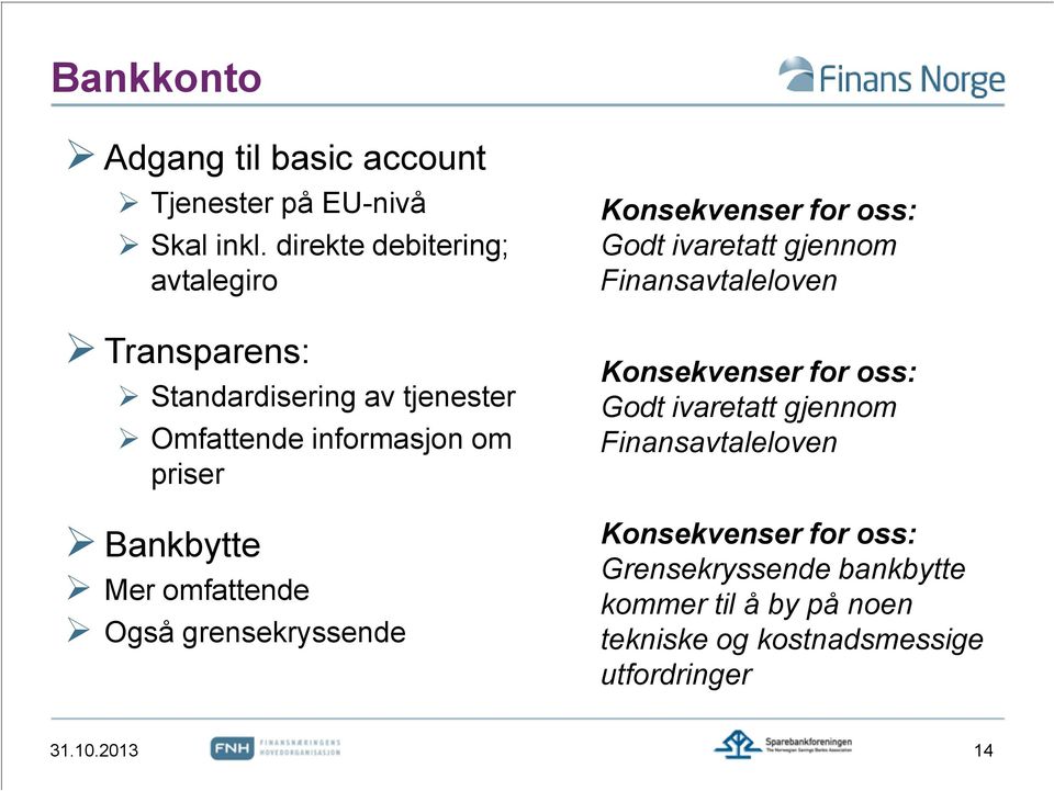 Mer omfattende Også grensekryssende Konsekvenser for oss: Godt ivaretatt gjennom Finansavtaleloven Konsekvenser for