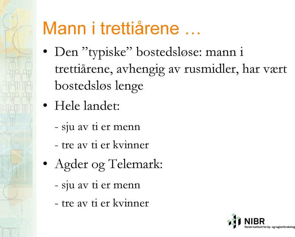 lenge Hele landet: - sju av ti er menn - tre av ti er