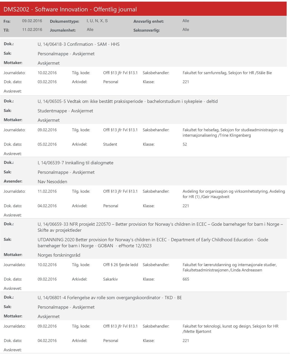 2016 Arkivdel: Student I, 14/06539-7 Innkalling til dialogmøte Personalmappe - Nav Nesodden for HR (1) /Geir Haugstveit Dok. dato: 04.02.