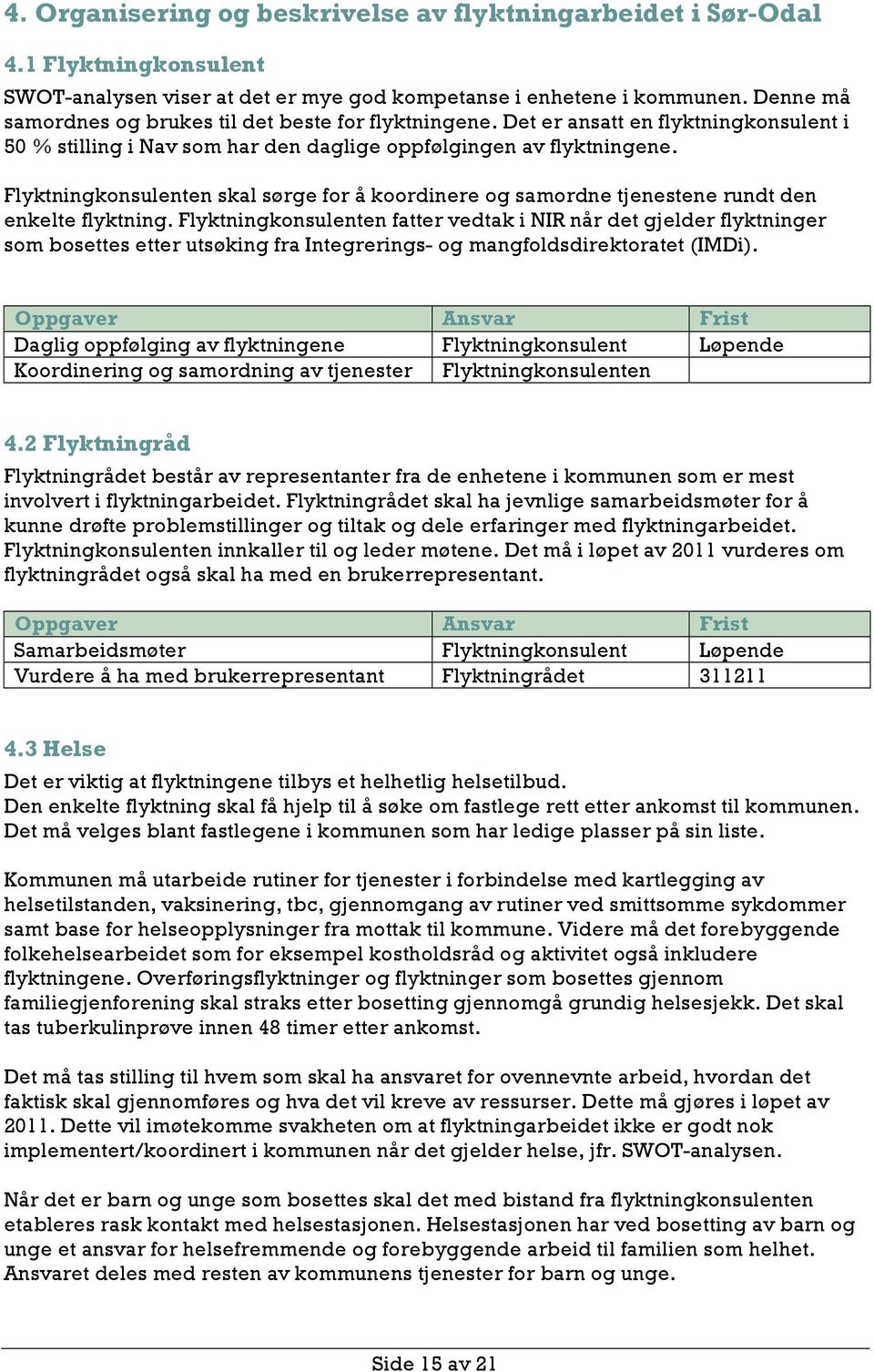 Flyktningkonsulenten skal sørge for å koordinere og samordne tjenestene rundt den enkelte flyktning.