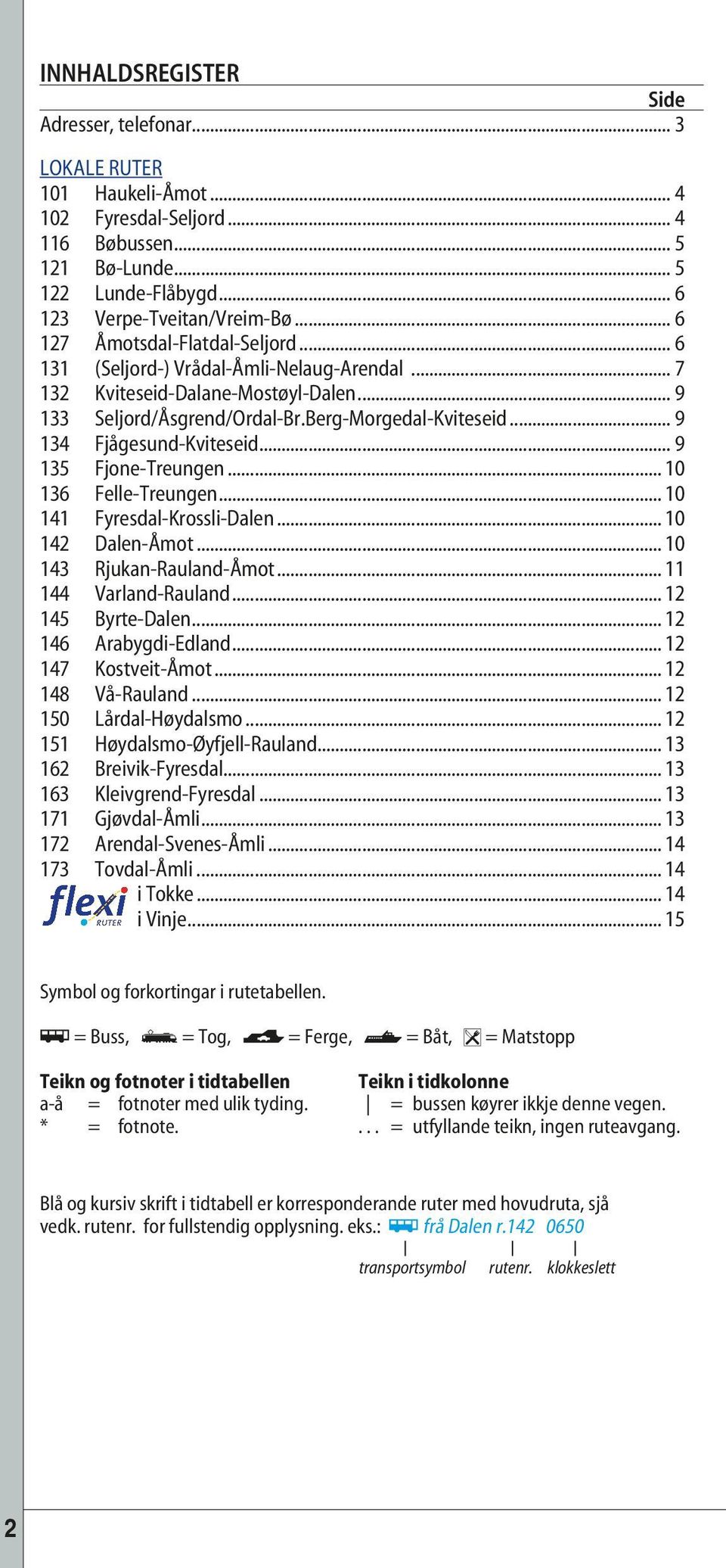 .. 9 134 Fjågesund-Kviteseid... 9 135 Fjone-Treungen... 10 136 Felle-Treungen... 10 141 Fyresdal-Krossli-Dalen... 10 142 Dalen-Åmot... 10 143 Rjukan-Rauland-Åmot... 11 144 Varland-Rauland.