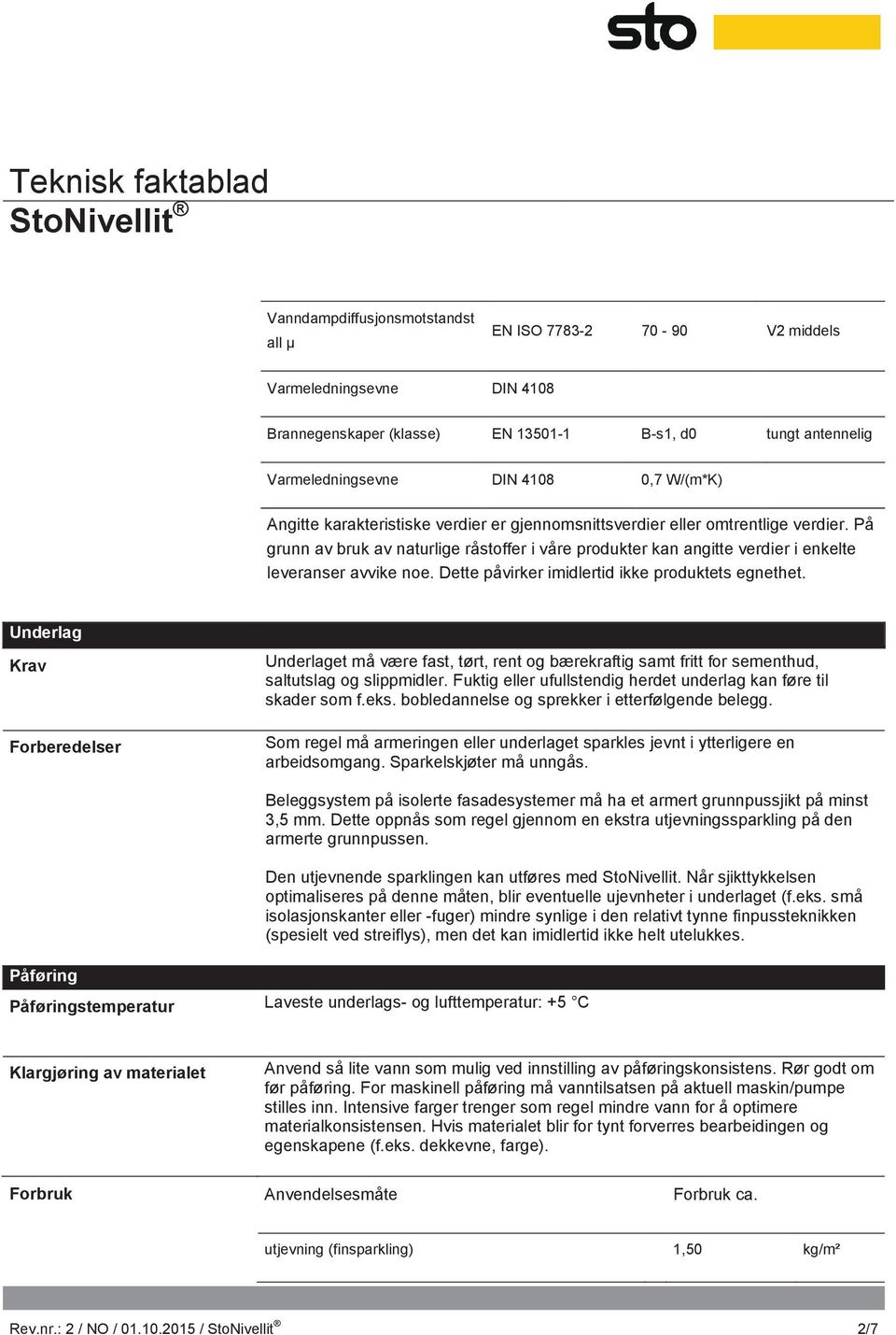 Dette påvirker imidlertid ikke produktets egnethet. Underlag Krav Forberedelser Underlaget må være fast, tørt, rent og bærekraftig samt fritt for sementhud, saltutslag og slippmidler.