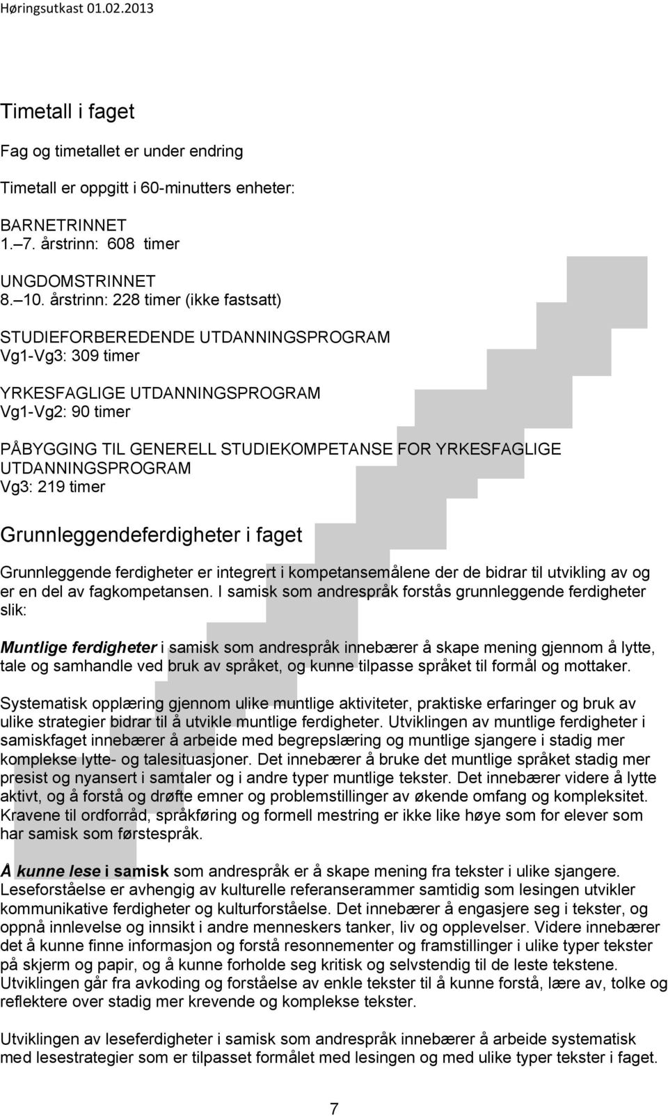 UTDANNINGSPROGRAM Vg3: 219 timer Grunnleggendeferdigheter i faget Grunnleggende ferdigheter er integrert i kompetansemålene der de bidrar til utvikling av og er en del av fagkompetansen.