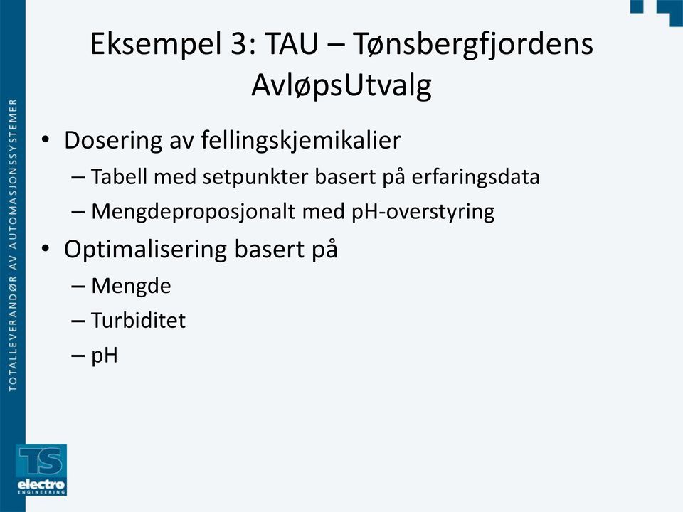 setpunkter basert på erfaringsdata