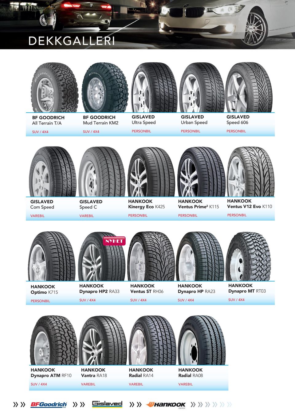 K110 VAREBIL VAREBIL NYHET HANKOOK Optimo K715 HANKOOK Dynapro HP2 RA33 HANKOOK Ventus ST RH06 HANKOOK Dynapro HP RA23