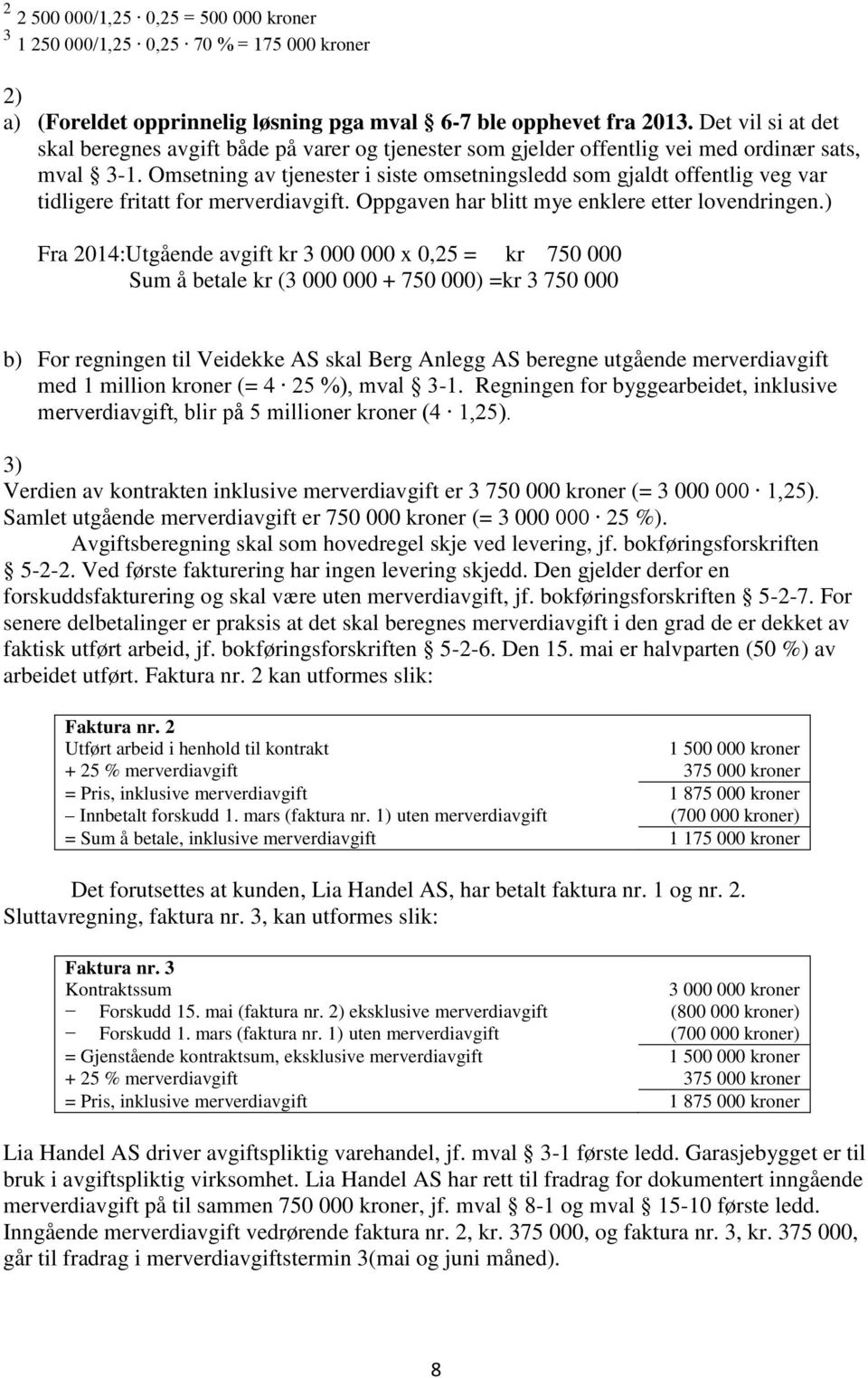 Omsetning av tjenester i siste omsetningsledd som gjaldt offentlig veg var tidligere fritatt for merverdiavgift. Oppgaven har blitt mye enklere etter lovendringen.