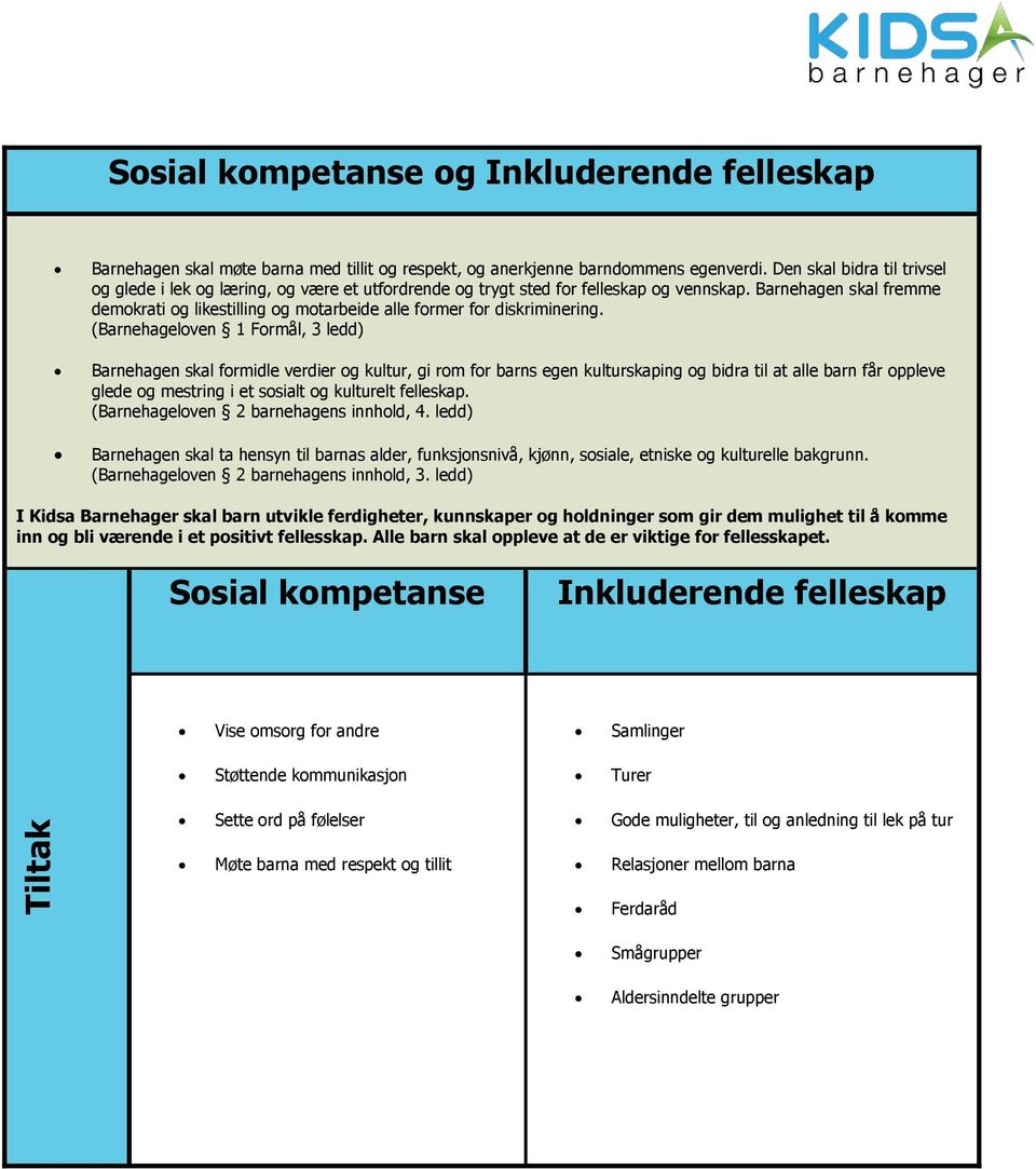 Barnehagen skal fremme demokrati og likestilling og motarbeide alle former for diskriminering.