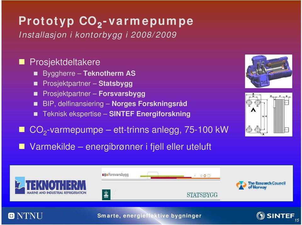 delfinansiering Norges Forskningsråd Teknisk ekspertise SINTEF Energiforskning CO 2