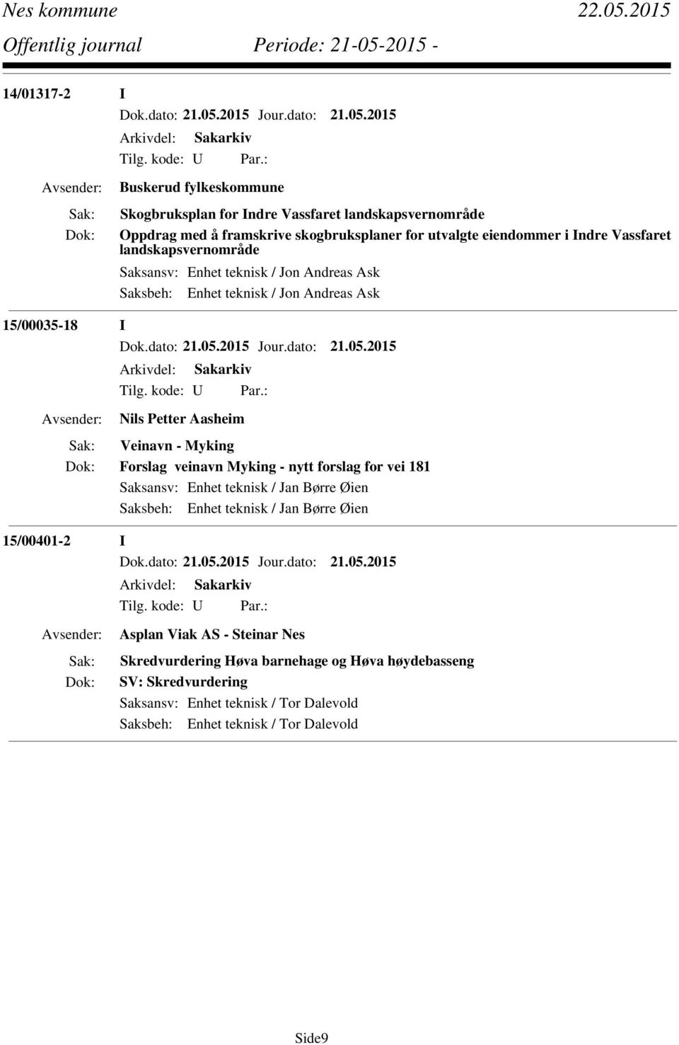 Myking Forslag veinavn Myking - nytt forslag for vei 181 Saksansv: Enhet teknisk / Jan Børre Øien Saksbeh: Enhet teknisk / Jan Børre Øien 15/00401-2 I Asplan Viak