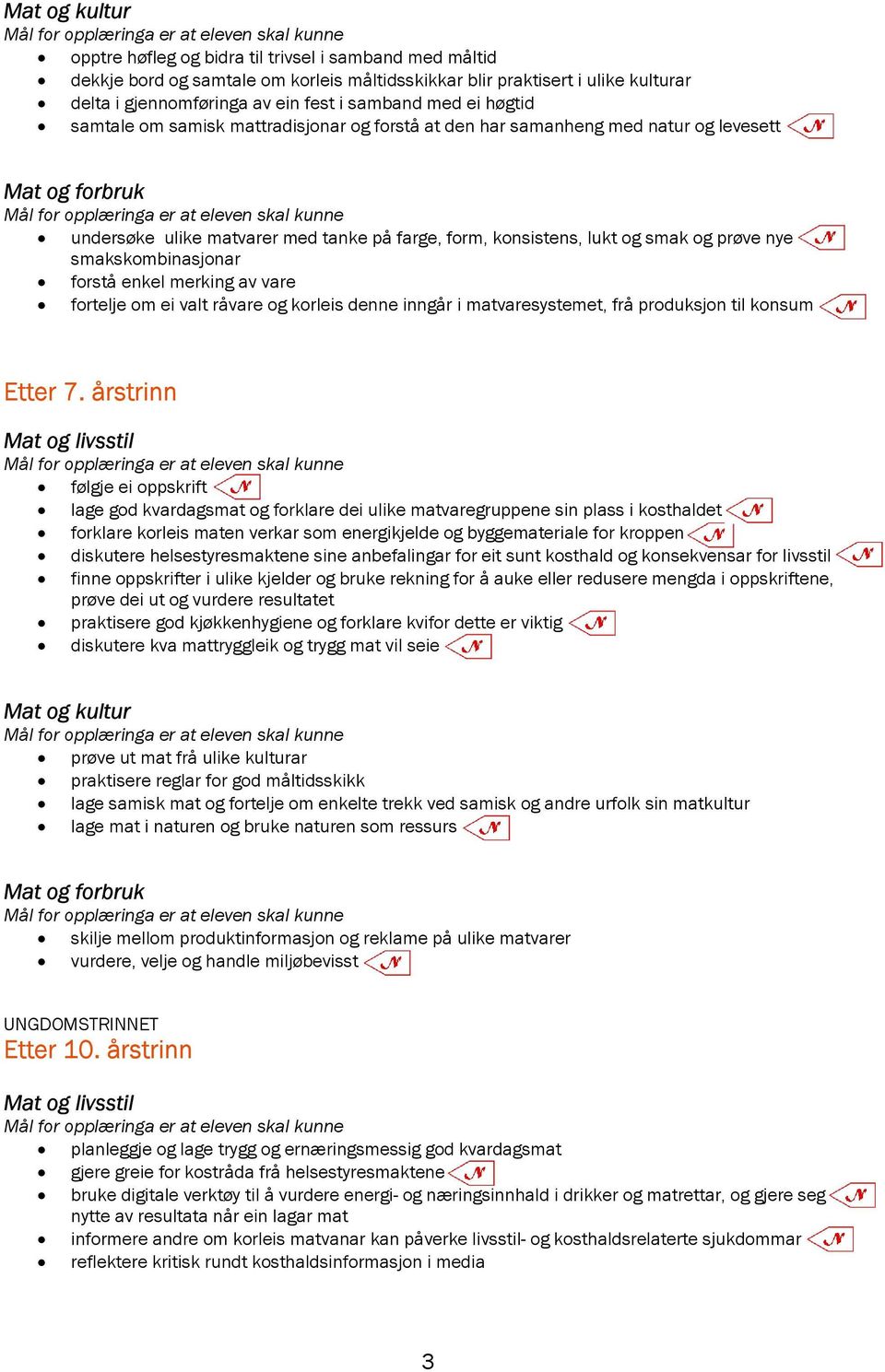 smakskombinasjonar forstå enkel merking av vare fortelje om ei valt råvare og korleis denne inngår i matvaresystemet, frå produksjon til konsum Etter 7.