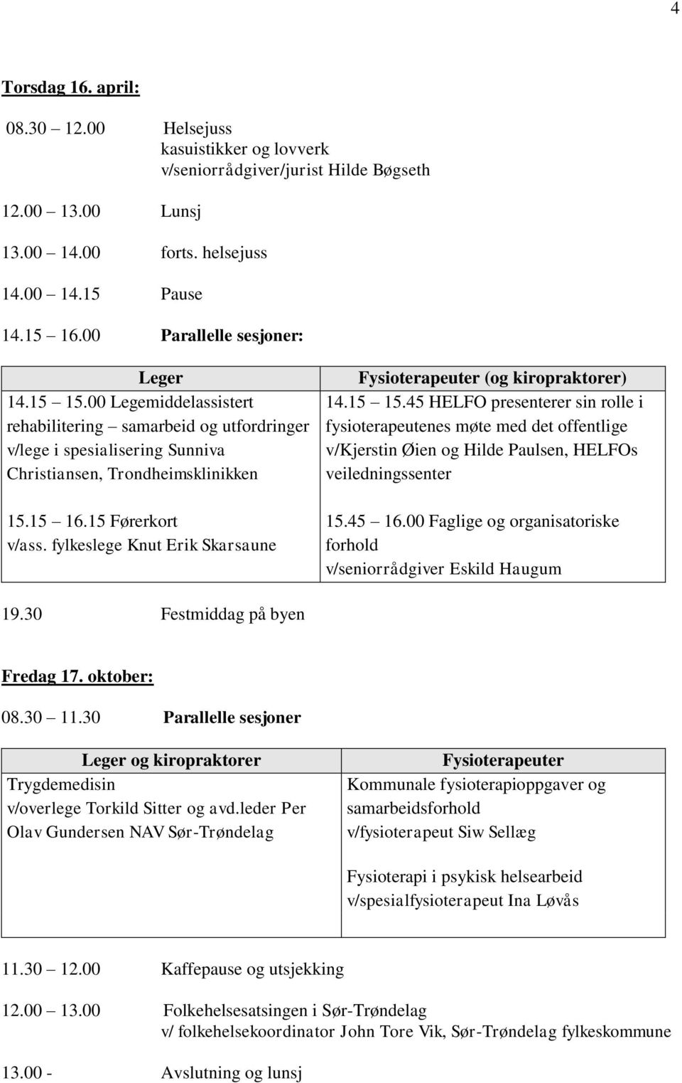 fylkeslege Knut Erik Skarsaune Fysioterapeuter (og kiropraktorer) 14.15 15.