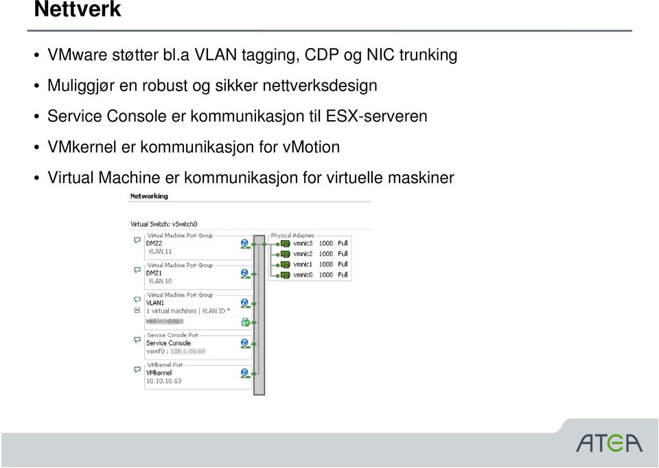 sikker nettverksdesign Service Console er kommunikasjon til