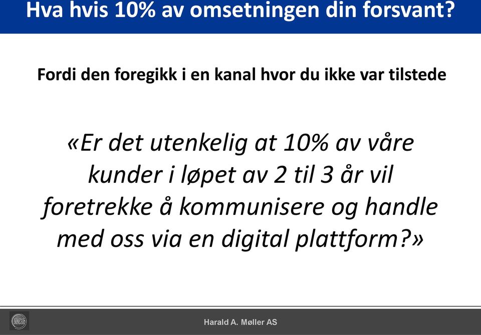 «Er det utenkelig at 10% av våre kunder i løpet av 2 til 3