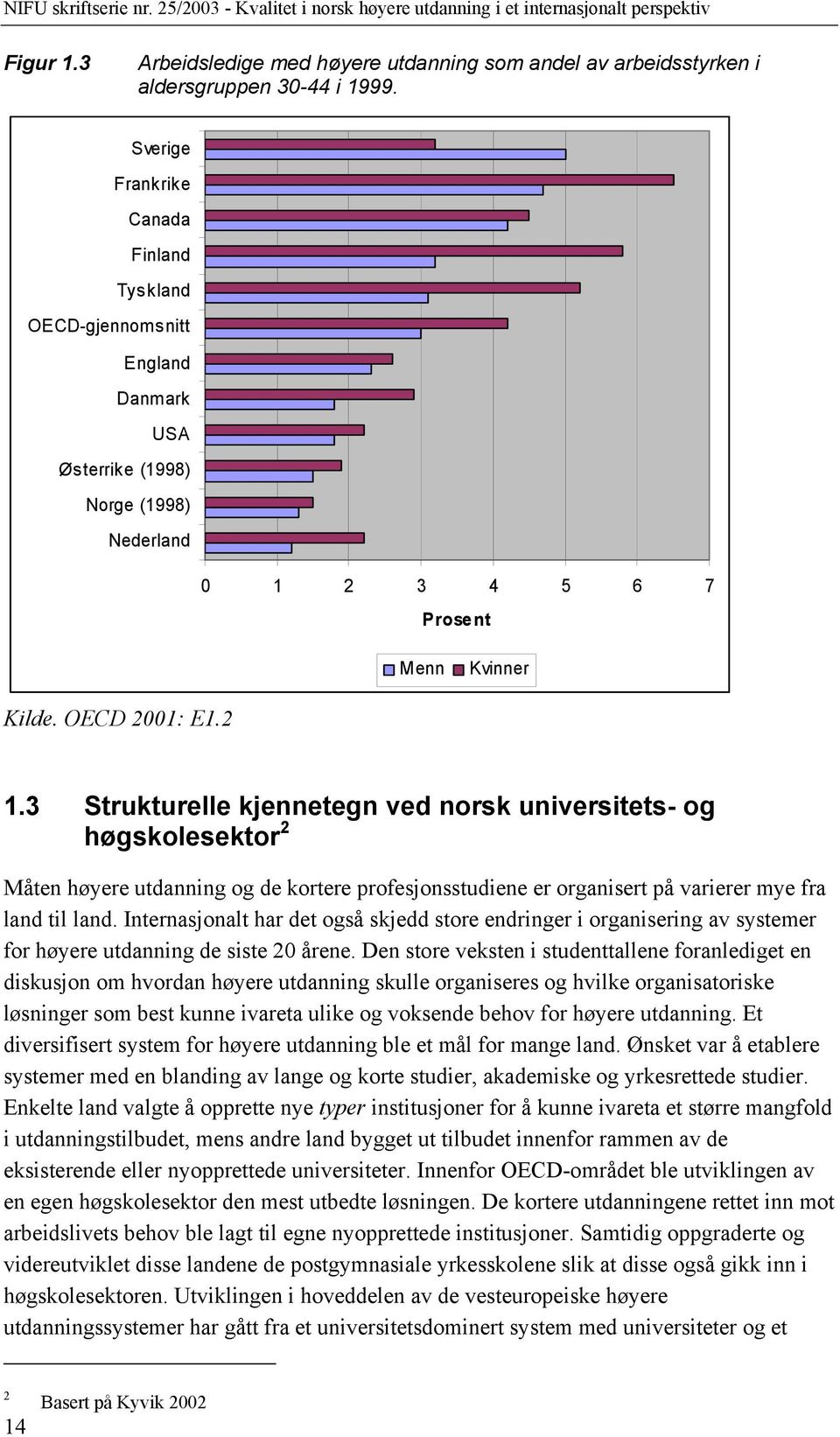 3 Strukturelle kjennetegn ved norsk universitets- og høgskolesektor 2 Måten høyere utdanning og de kortere profesjonsstudiene er organisert på varierer mye fra land til land.