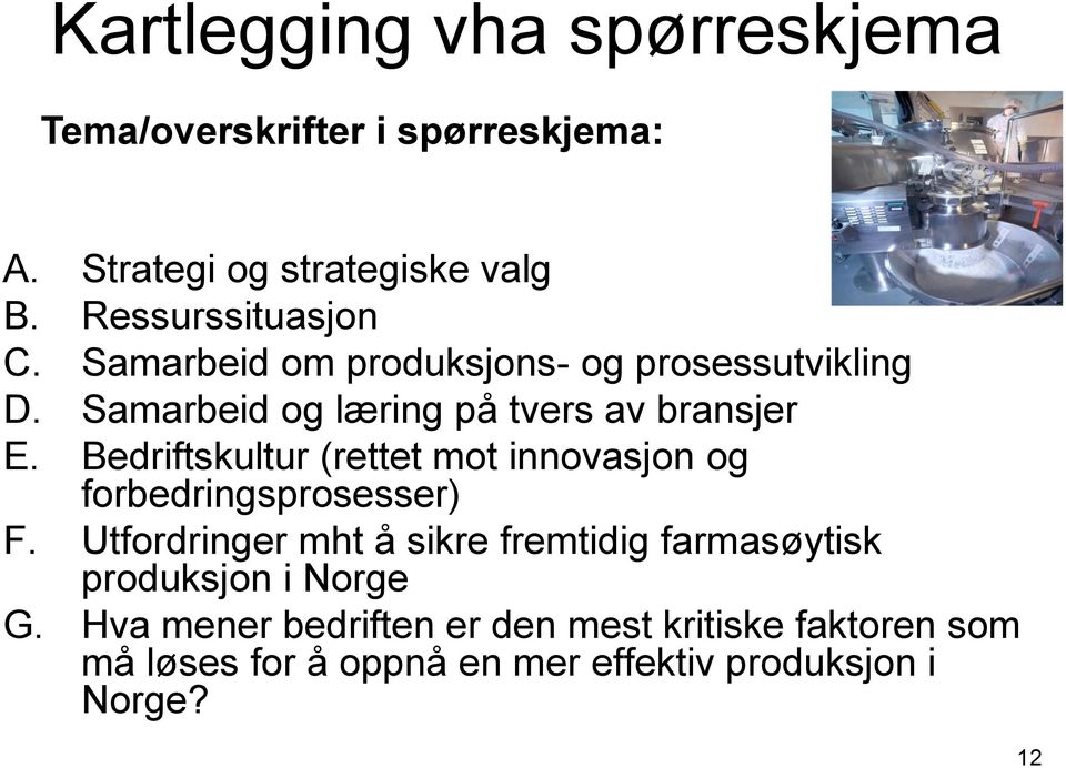 Bedriftskultur (rettet mot innovasjon og forbedringsprosesser) F.