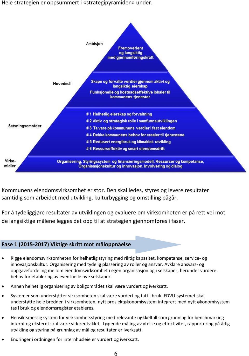 For å tydeliggjøre resultater av utviklingen og evaluere om virksomheten er på rett vei mot de langsiktige målene legges det opp til at strategien gjennomføres i faser.