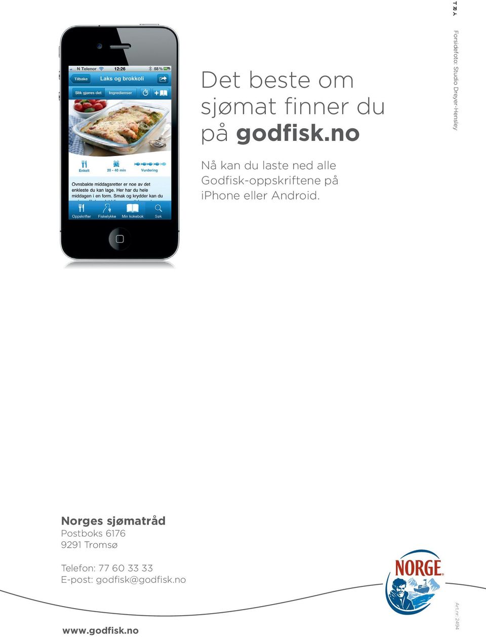 Godfisk-oppskriftene på iphone eller Android.