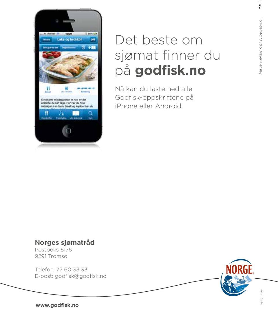 Godfisk-oppskriftene på iphone eller Android.