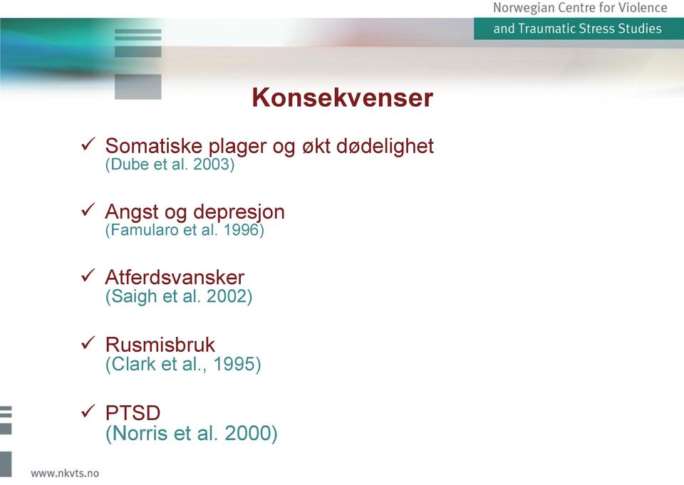 1996) Atferdsvansker (Saigh et al.