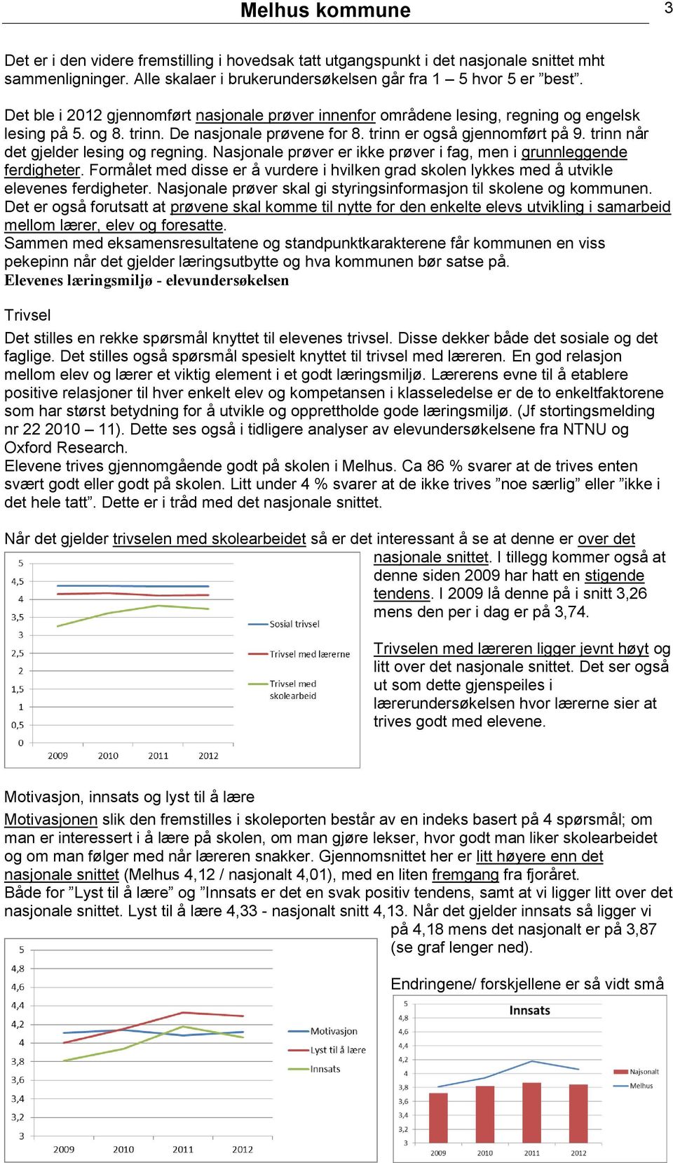 trinn når det gjelder lesing og regning. Nasjonale prøver er ikke prøver i fag, men i grunnleggende ferdigheter.