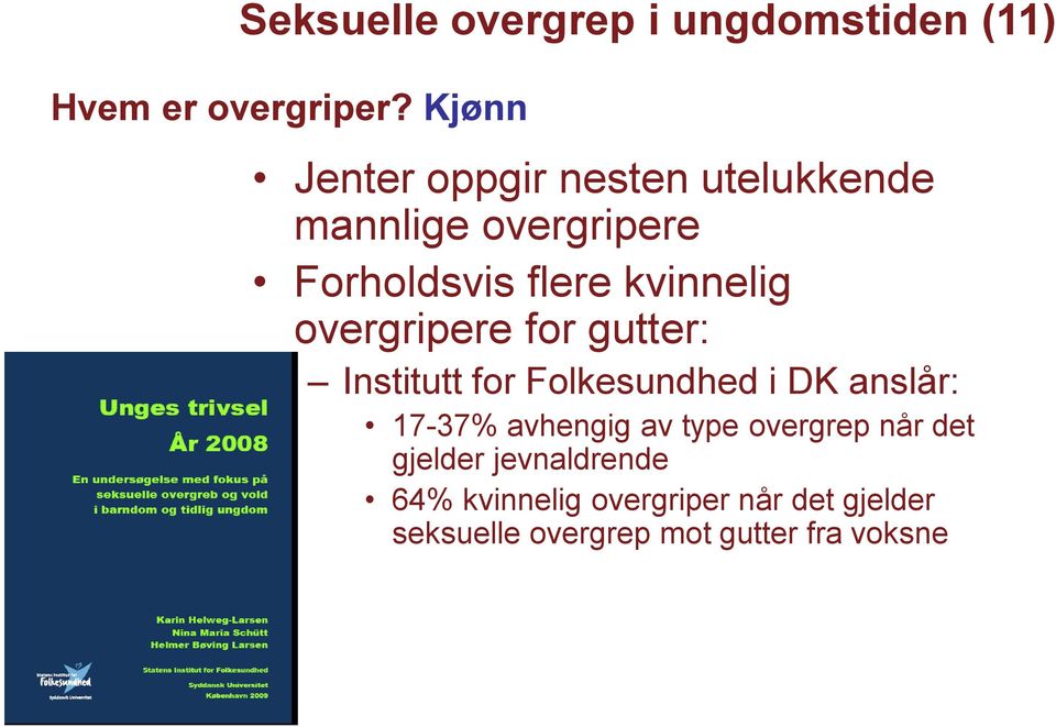 overgripere for gutter: Institutt for Folkesundhed i DK anslår: 17-37% avhengig av type