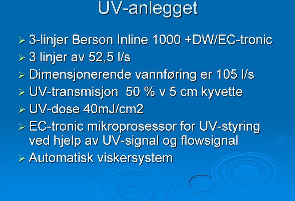 v 5 cm kyvette UV-dose 40mJ/cm2 EC-tronic mikroprosessor for
