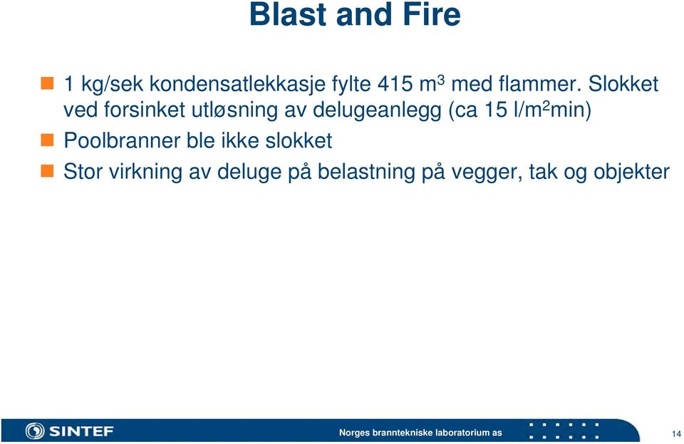 Slokket ved forsinket utløsning av delugeanlegg (ca 15