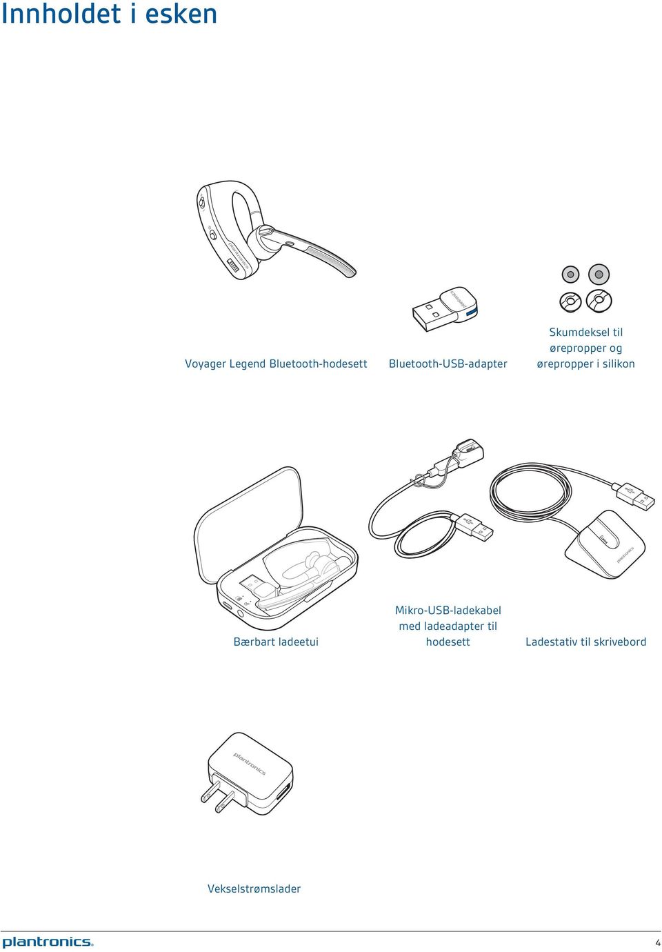 ørepropper i silikon Bærbart ladeetui Mikro-USB-ladekabel