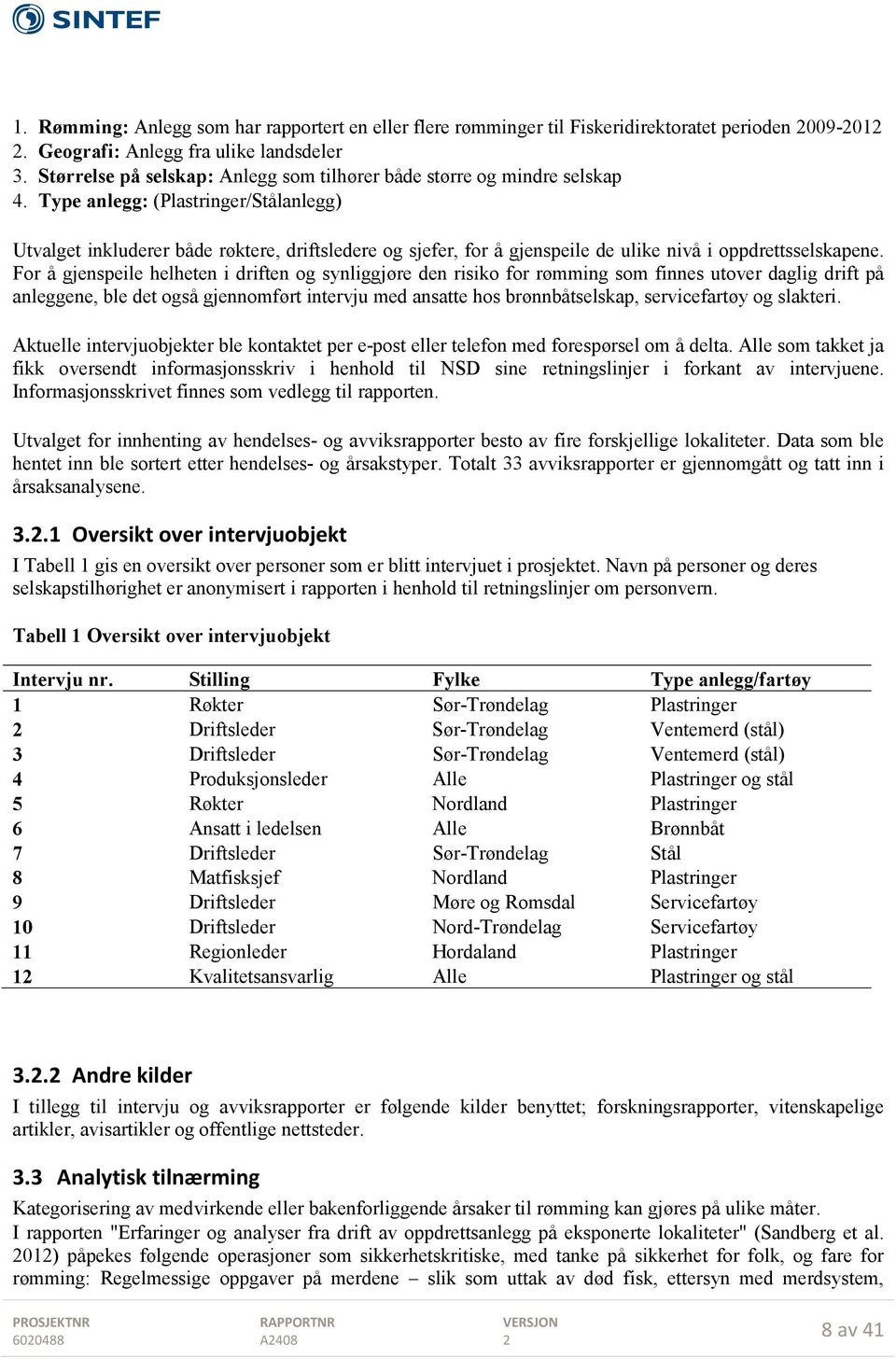 Type anlegg: (Plastringer/Stålanlegg) Utvalget inkluderer både røktere, driftsledere og sjefer, for å gjenspeile de ulike nivå i oppdrettsselskapene.