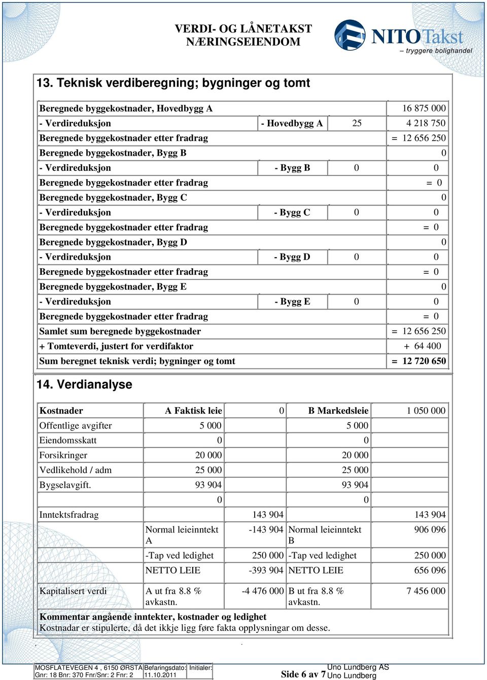 fradrag = 0 Beregnede byggekostnader, Bygg D 0 - Verdireduksjon - Bygg D 0 0 Beregnede byggekostnader etter fradrag = 0 Beregnede byggekostnader, Bygg E 0 - Verdireduksjon - Bygg E 0 0 Beregnede