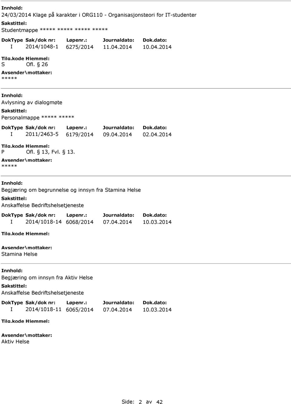 2014 Avlysning av dialogmøte ersonalmappe 2011/2463-5 6179/2014 02.04.