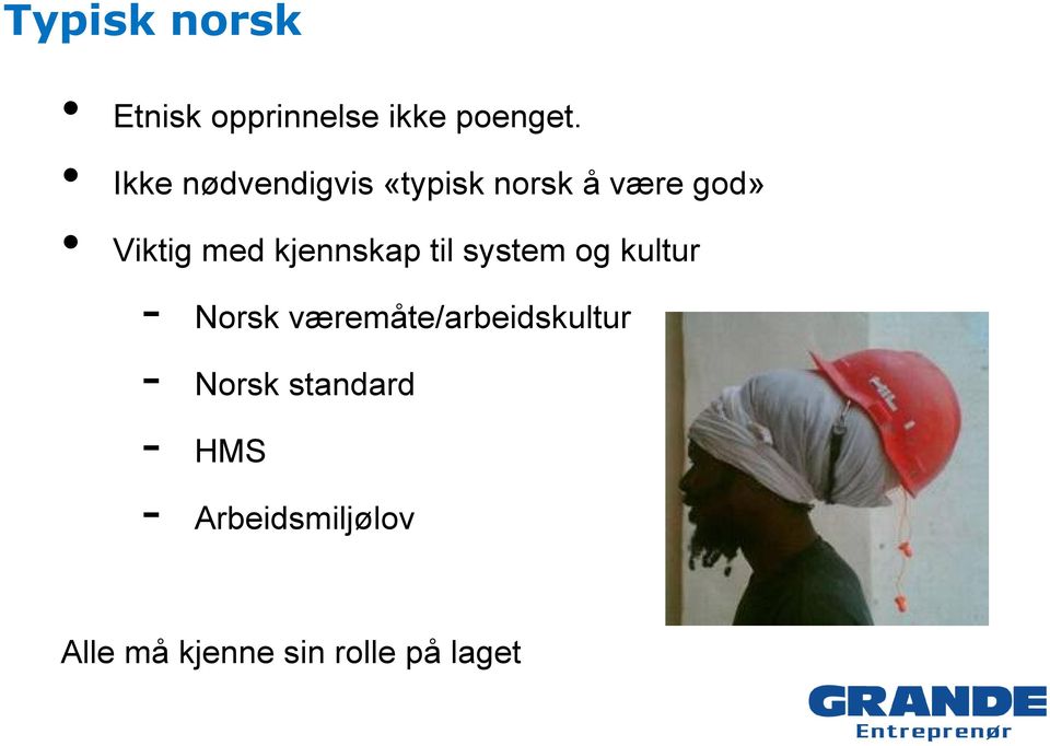kjennskap til system og kultur - Norsk