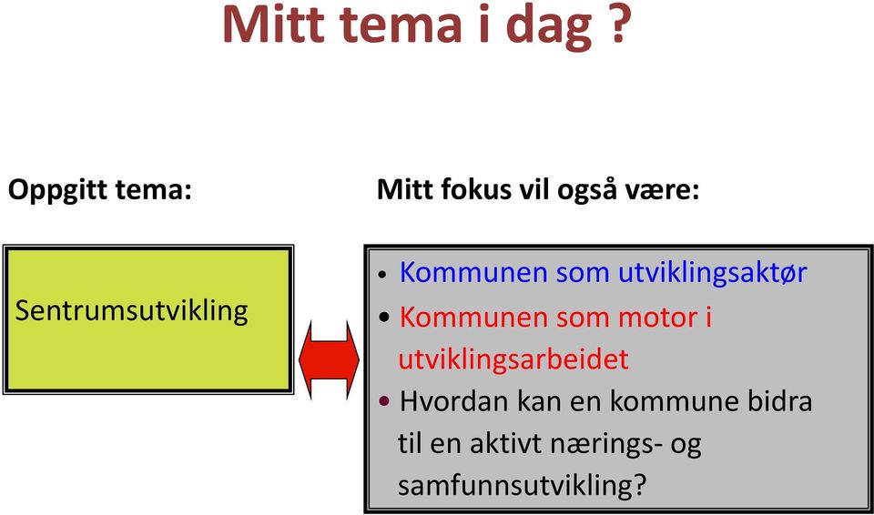 være: Kommunen som utviklingsaktør Kommunen som motor