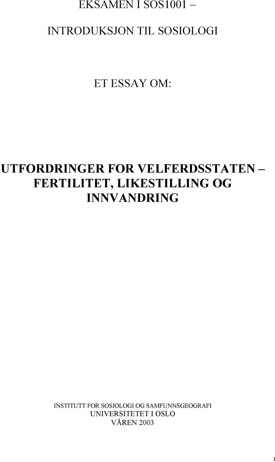 utfordringer for velferdsstaten