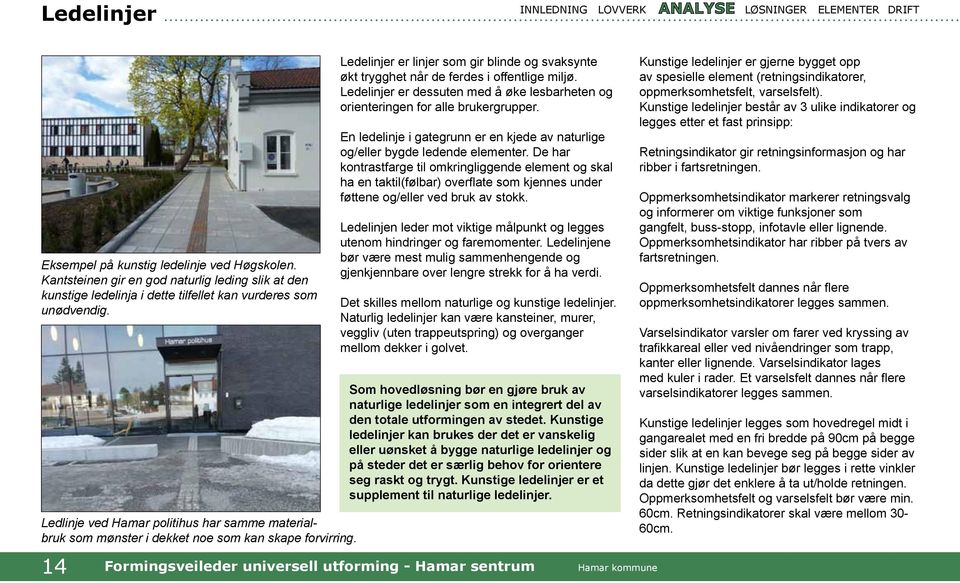 Ledlinje ved Hamar politihus har samme materialbruk som mønster i dekket noe som kan skape forvirring.