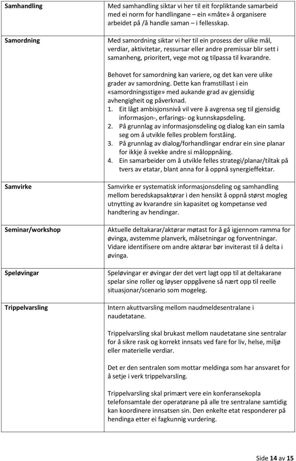 Behovet for samordning kan variere, og det kan vere ulike grader av samordning. Dette kan framstillast i ein «samordningsstige» med aukande grad av gjensidig avhengigheit og påverknad. 1.