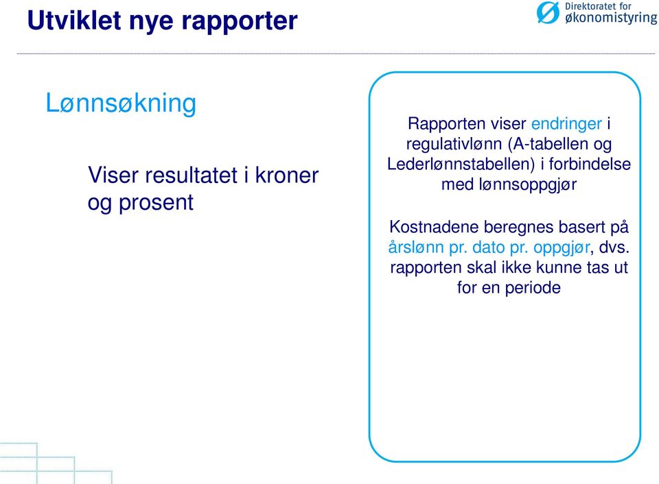 Lederlønnstabellen) i forbindelse med lønnsoppgjør Kostnadene beregnes