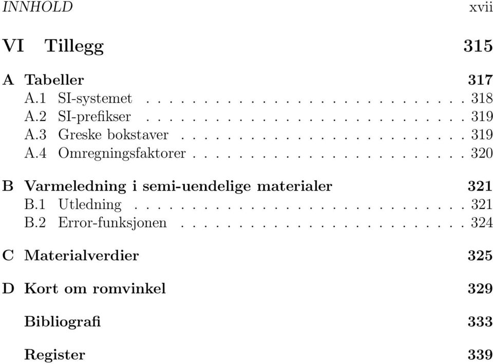 ....................... 320 B Varmeledning i semi-uendelige materialer 321 B.1 Utledning............................. 321 B.2 Error-funksjonen.