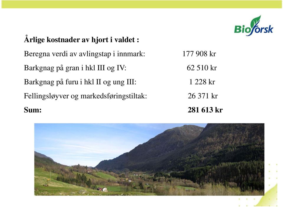 og IV: 62 510 kr Barkgnag på åfuru i hkl II og ung III: 1