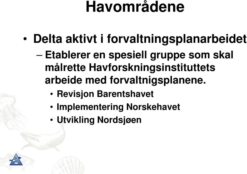 Havforskningsinstituttets arbeide med forvaltnigsplanene.