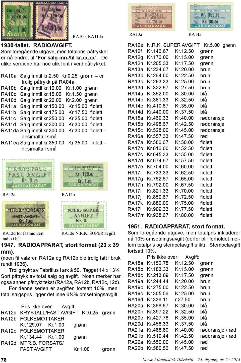 175.00 Kr.17.50 RA11c Salg inntil kr.250.00 Kr.25.00 RA11d Salg inntil kr.300.00 Kr.30.00 RA11da Salg inntil kr.300.00 Kr.30.00 desimaltall små RA11ea Salg inntil kr.350