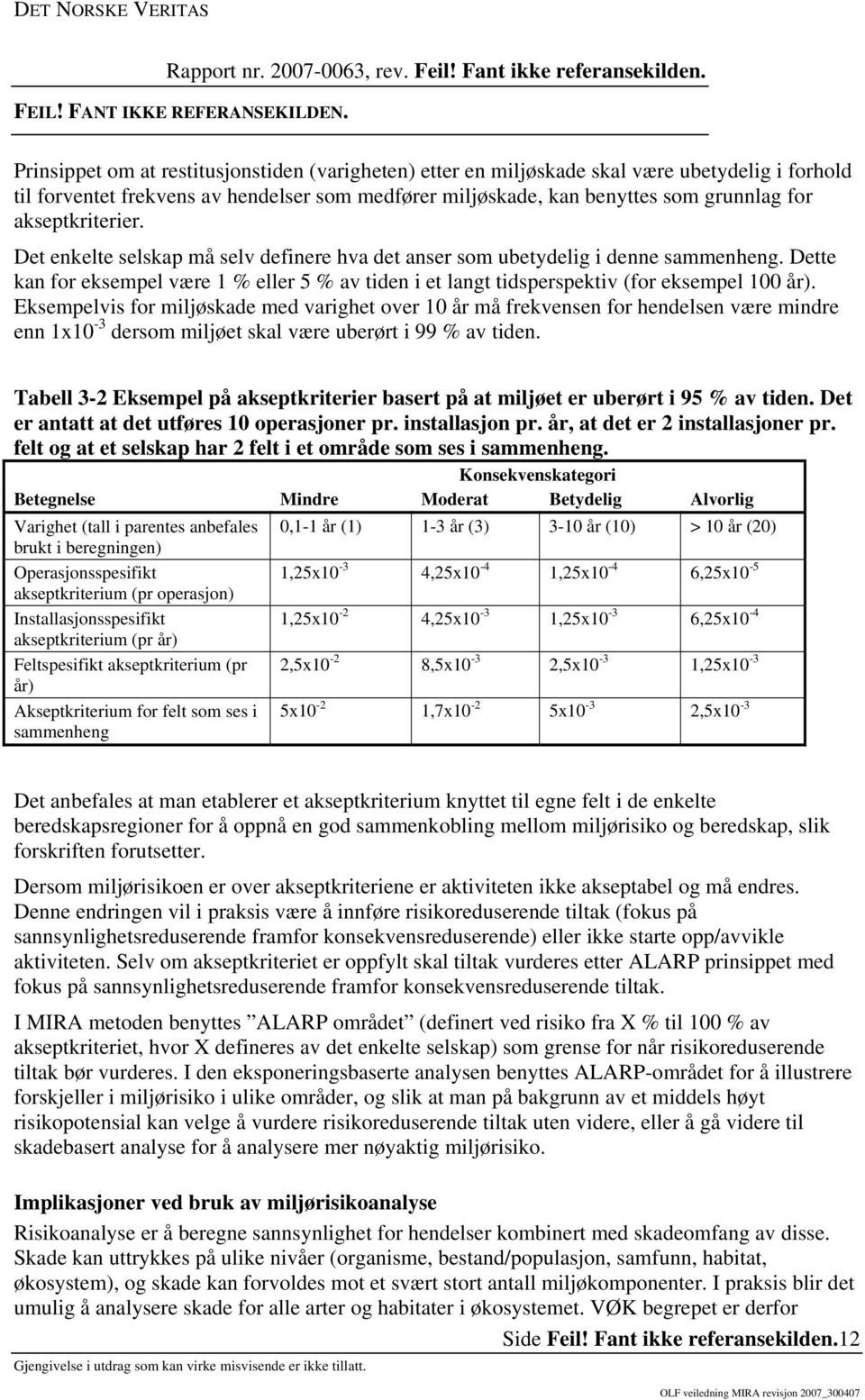 Dette kan for eksempel være 1 % eller 5 % av tiden i et langt tidsperspektiv (for eksempel 100 år).