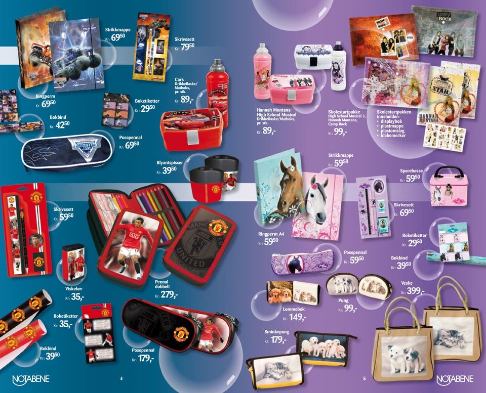 Skolestartpakke High School Musical 3, Hannah Montana, Camp Rock Skolestartpakken inneholder: