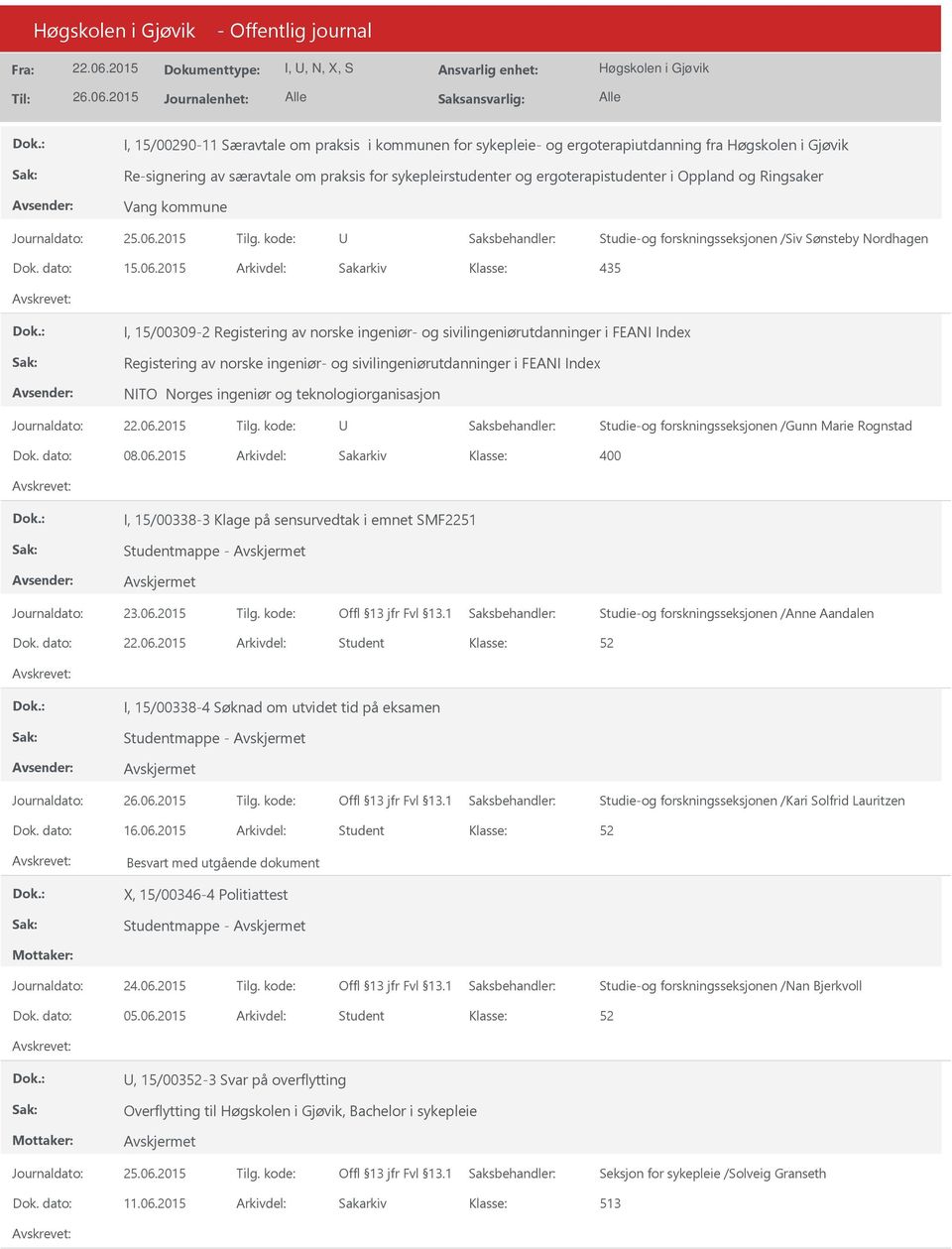 2015 Arkivdel: Sakarkiv 435 I, 15/00309-2 Registering av norske ingeniør- og sivilingeniørutdanninger i FEANI Index Registering av norske ingeniør- og sivilingeniørutdanninger i FEANI Index NITO