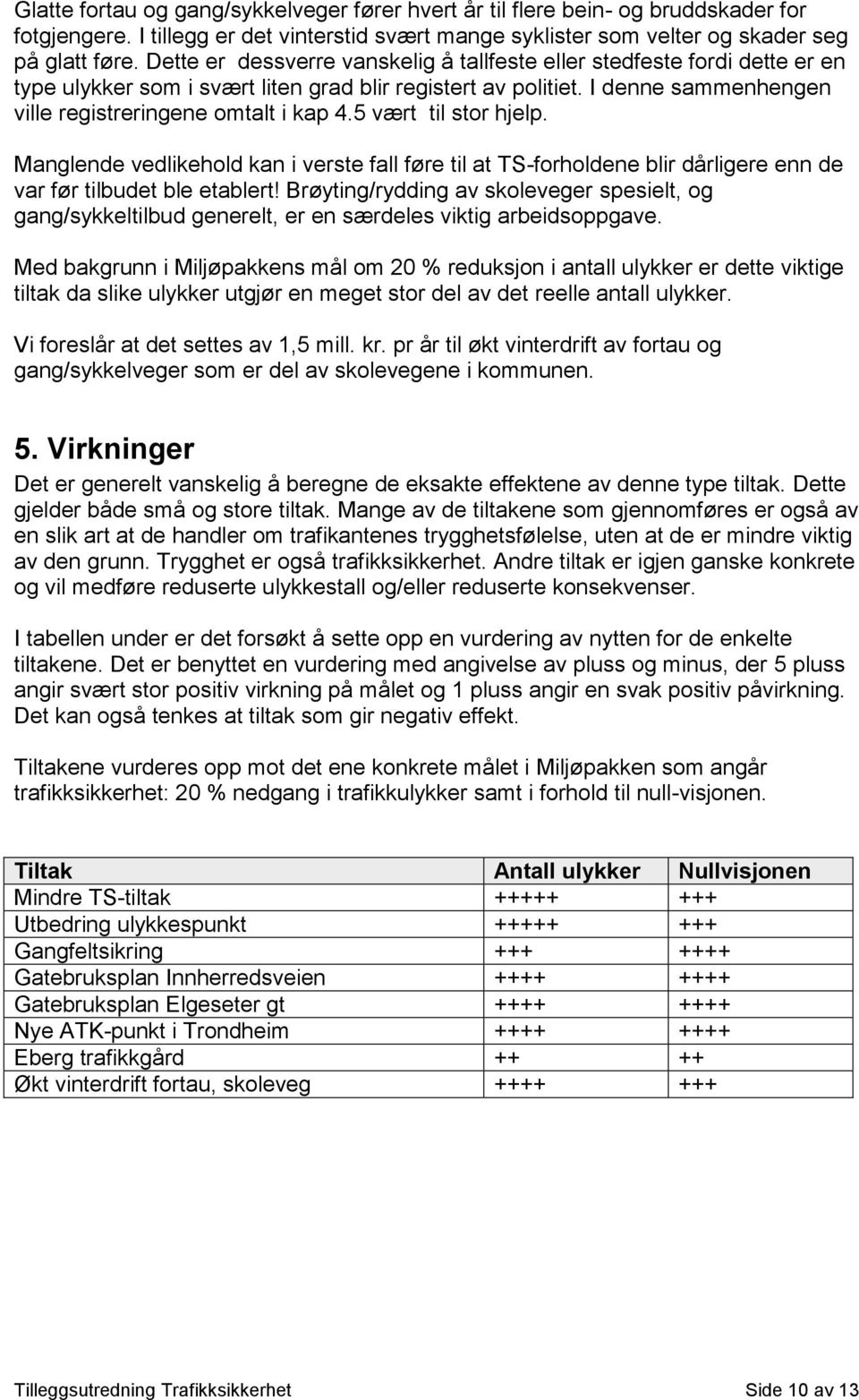 5 vært til stor hjelp. Manglende vedlikehold kan i verste fall føre til at TS-forholdene blir dårligere enn de var før tilbudet ble etablert!